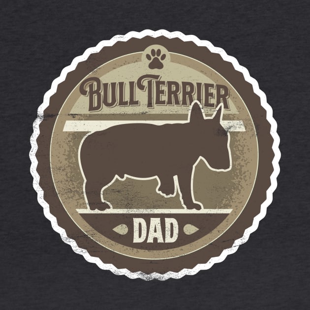 Bull Terrier Dad - Distressed English Bull Terrier Silhouette Design by DoggyStyles